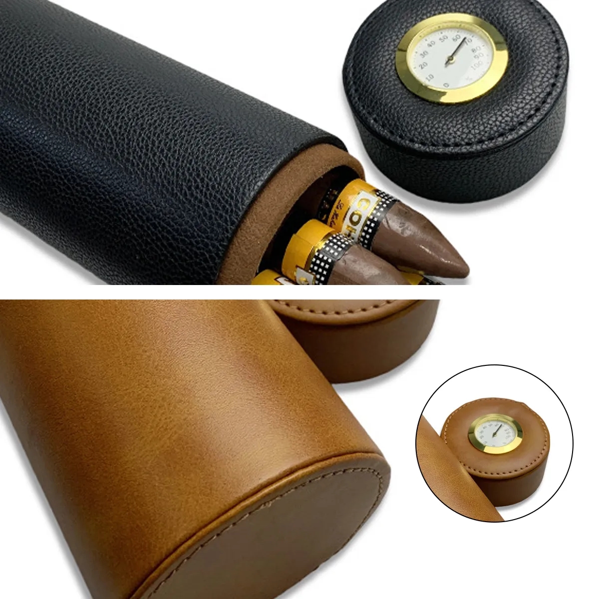 Travel Cedar Cigar Humidor Tube With Hygrometer 2