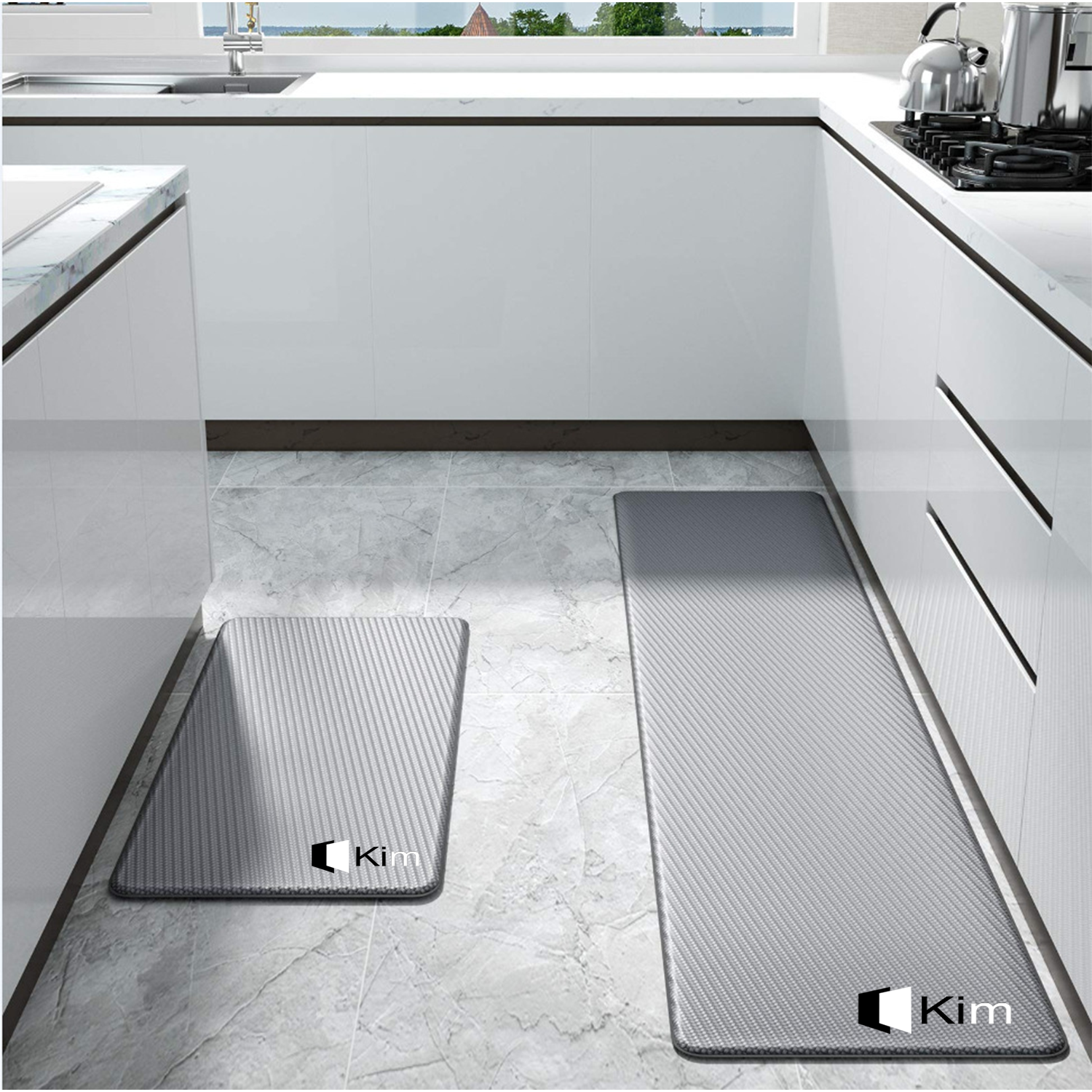 Kitchen Rugs and Mats Cushioned Set of 2, 17"x29"+17"x59" 2