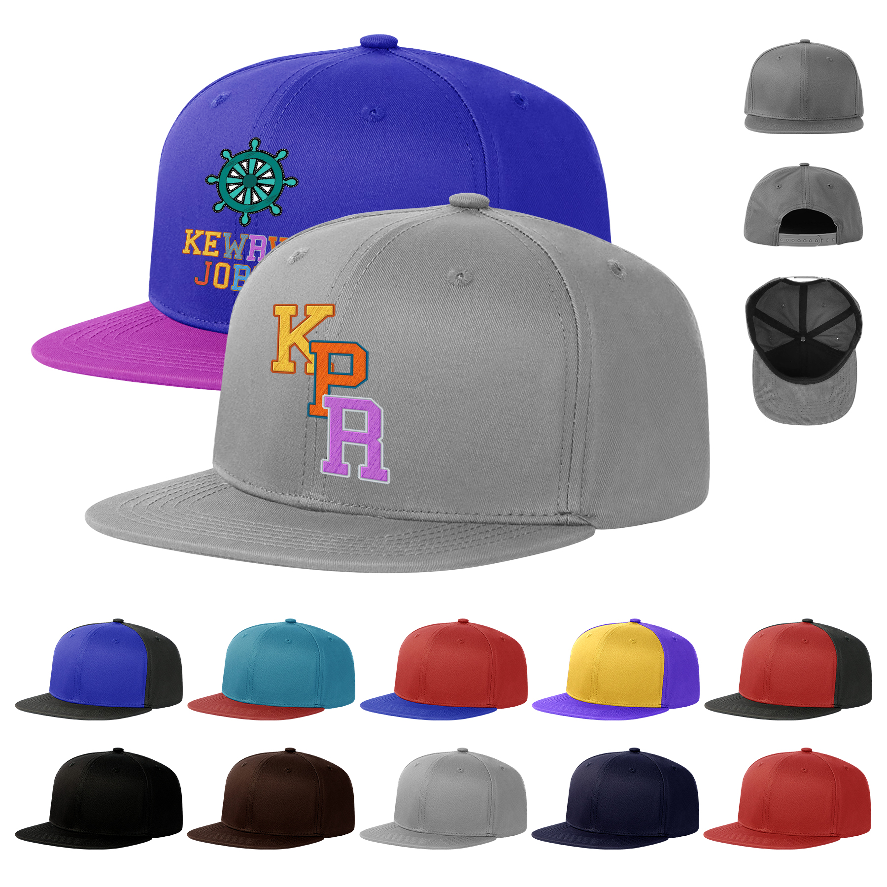 Cotton Twill Flat Visor 6 Panel Baseball Cap 2