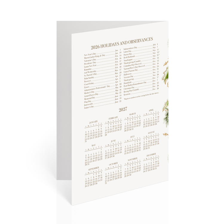 Peaceful Greetings Holiday Calendar Card 3