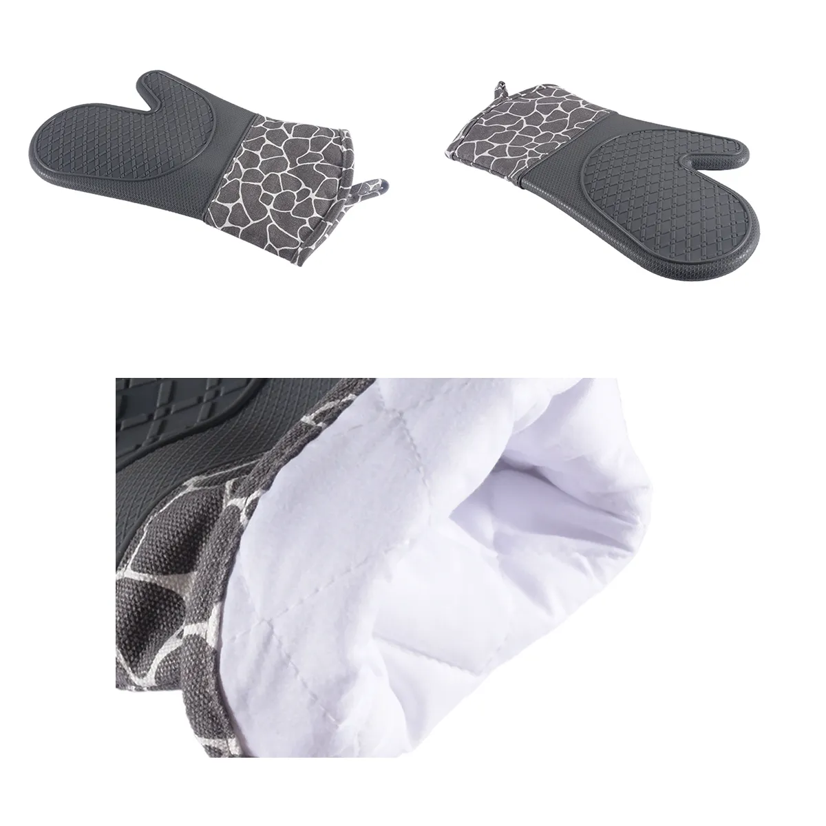 Soft Anti Slip Solid Silicone Oven Mitts And Pot Holders Set 3