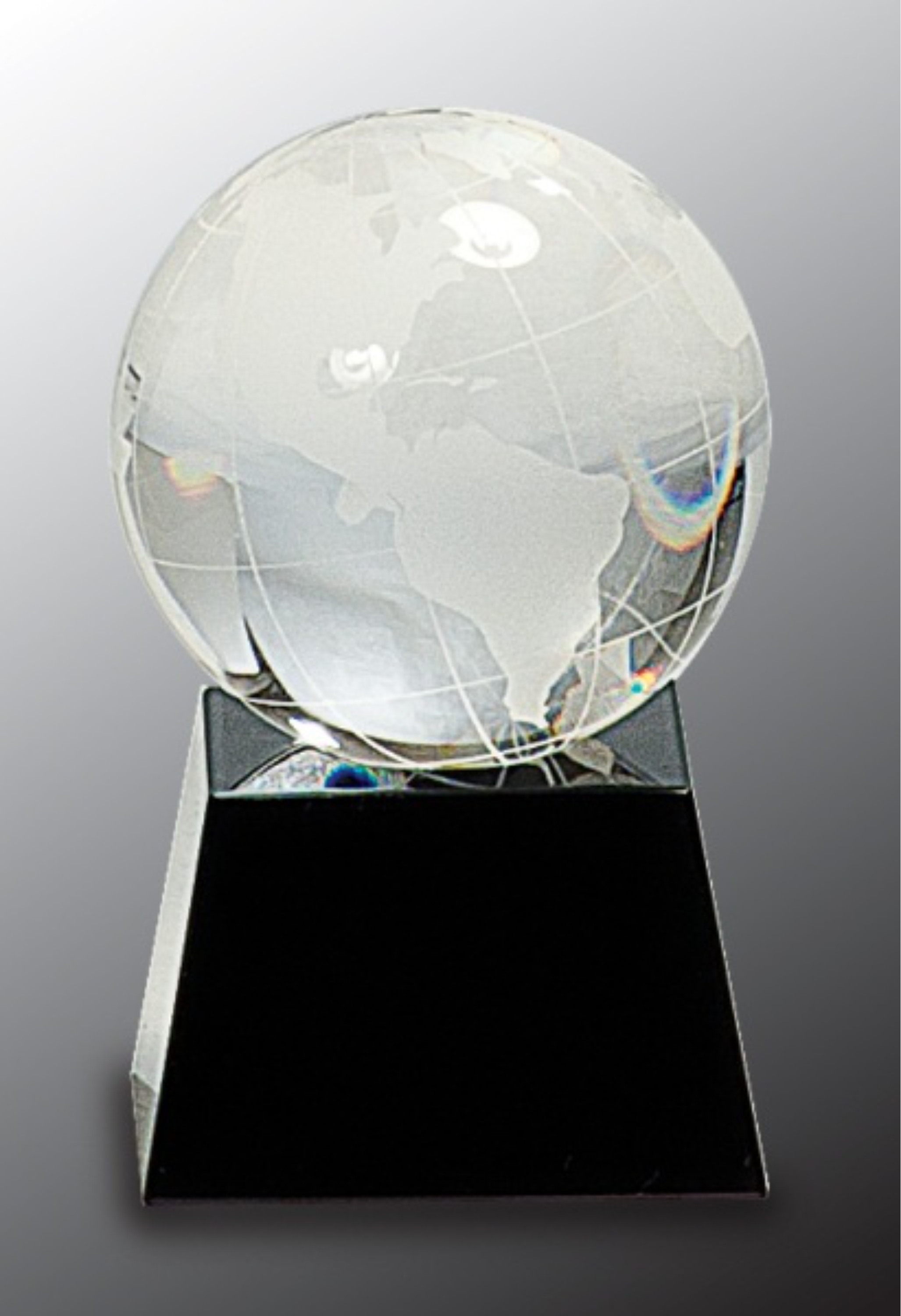 3" Crystal Globe on Black Base Crystal Award 3
