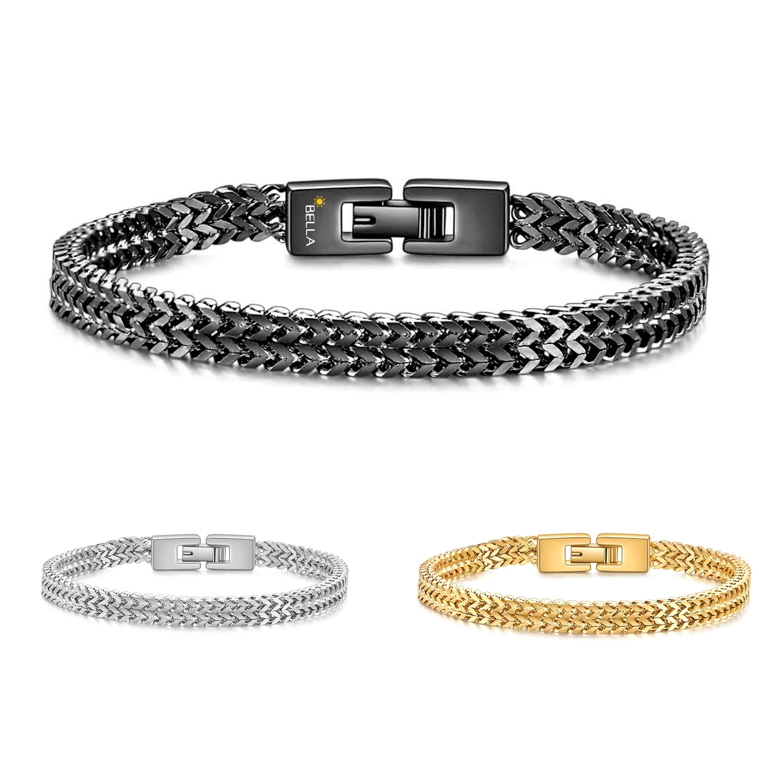 Men'S Stainless Steel Double Franco Chain Bracelet 1