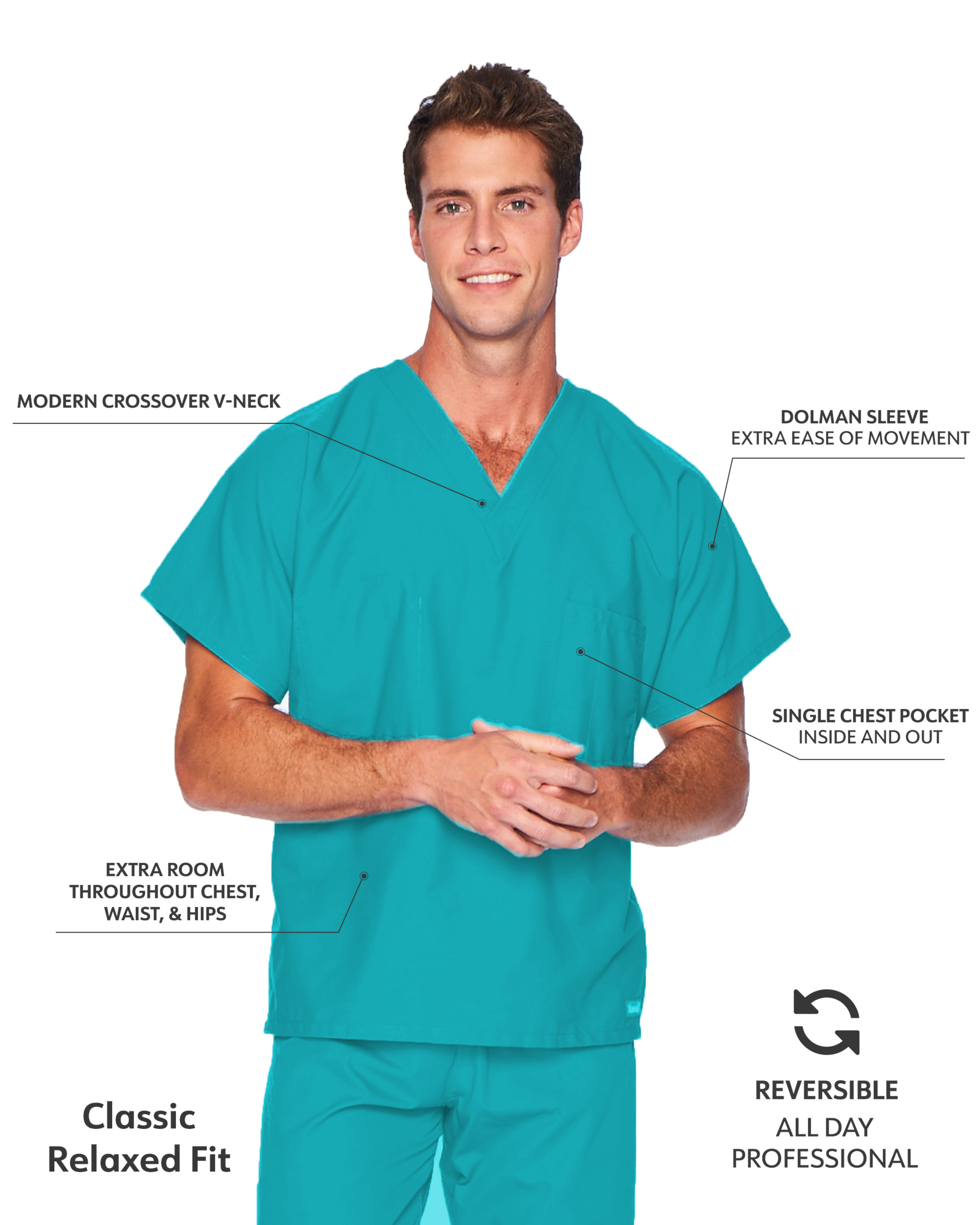 Landau - Essentials - Unisex One-Pocket Reversible V-Neck Top 22