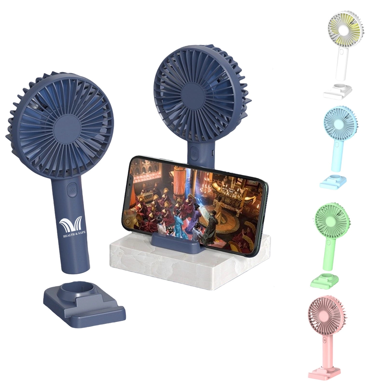Handheld USB Rechargeable Fan w/ Phone Stand 7