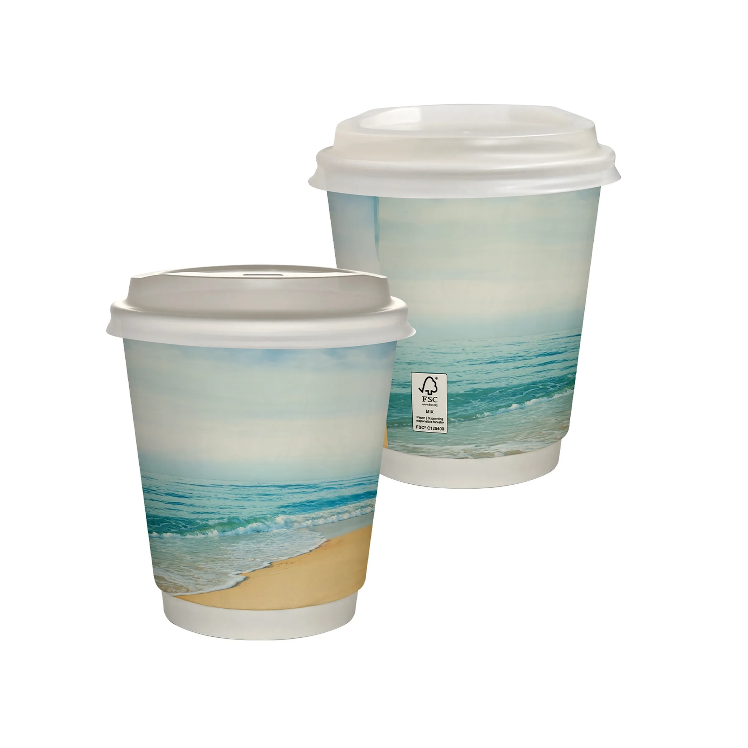 10 oz Full Color Seaside Insulated Paper Cup With Lid 3