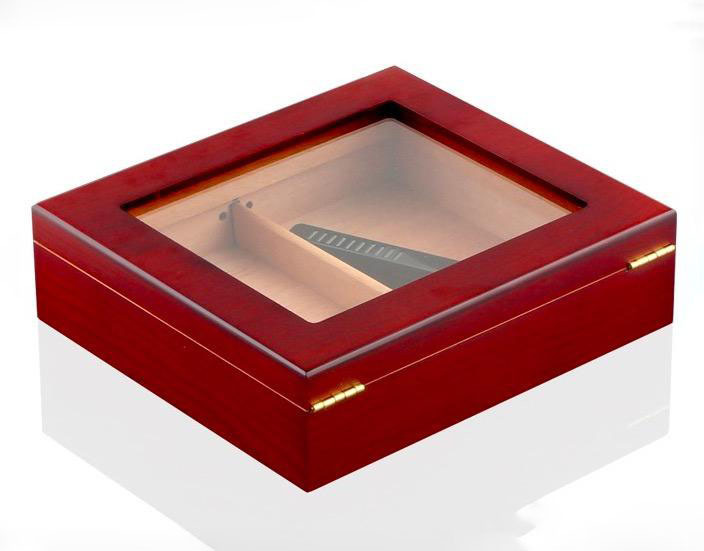 Cedar Cigar Desktop Box w/ Humidifier and Front Hygrometer 3