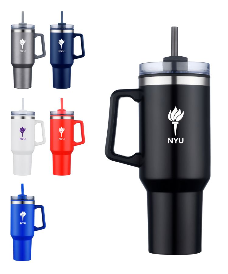 Union Printed - 40 Oz. Double Wall Insulated Travel Mug w/ Handle and Straw 1