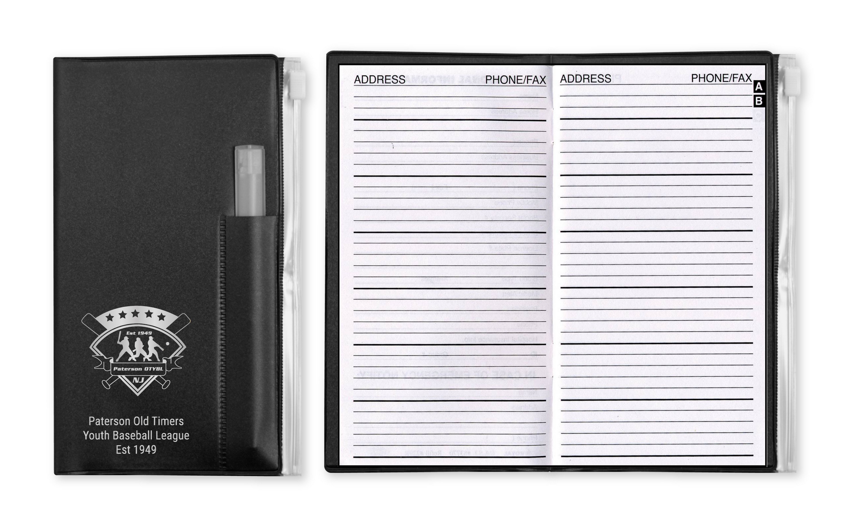 Address Book w/ Zip Back Planner & Clear Pen - Solid Color Cover 6