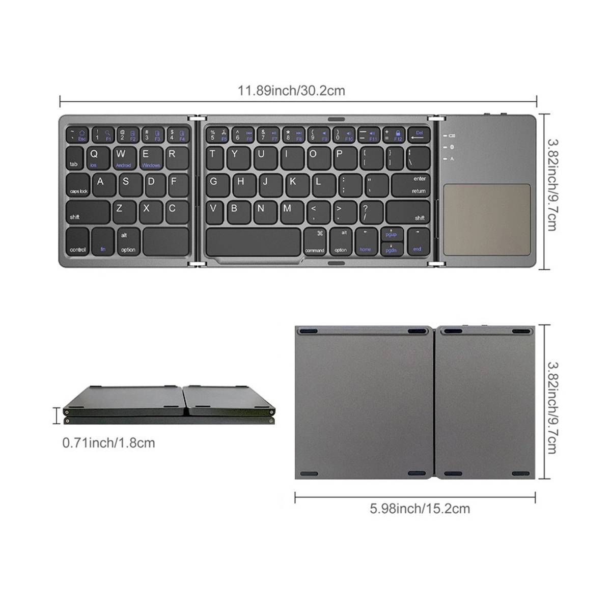 Mini Wireless Folding Keyboard Touch Pad 5