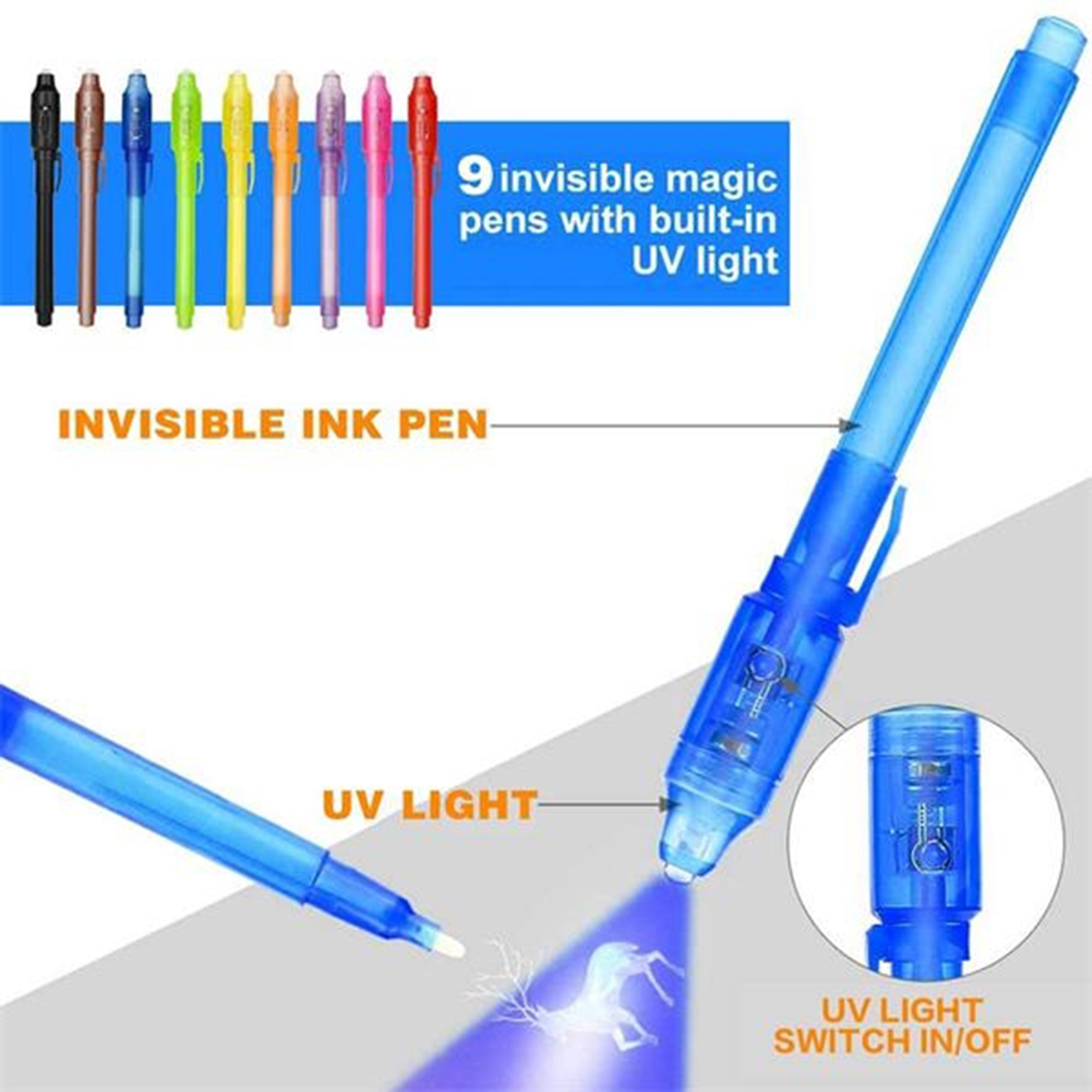 Invisible Magic Ink Pen with UV Light 2