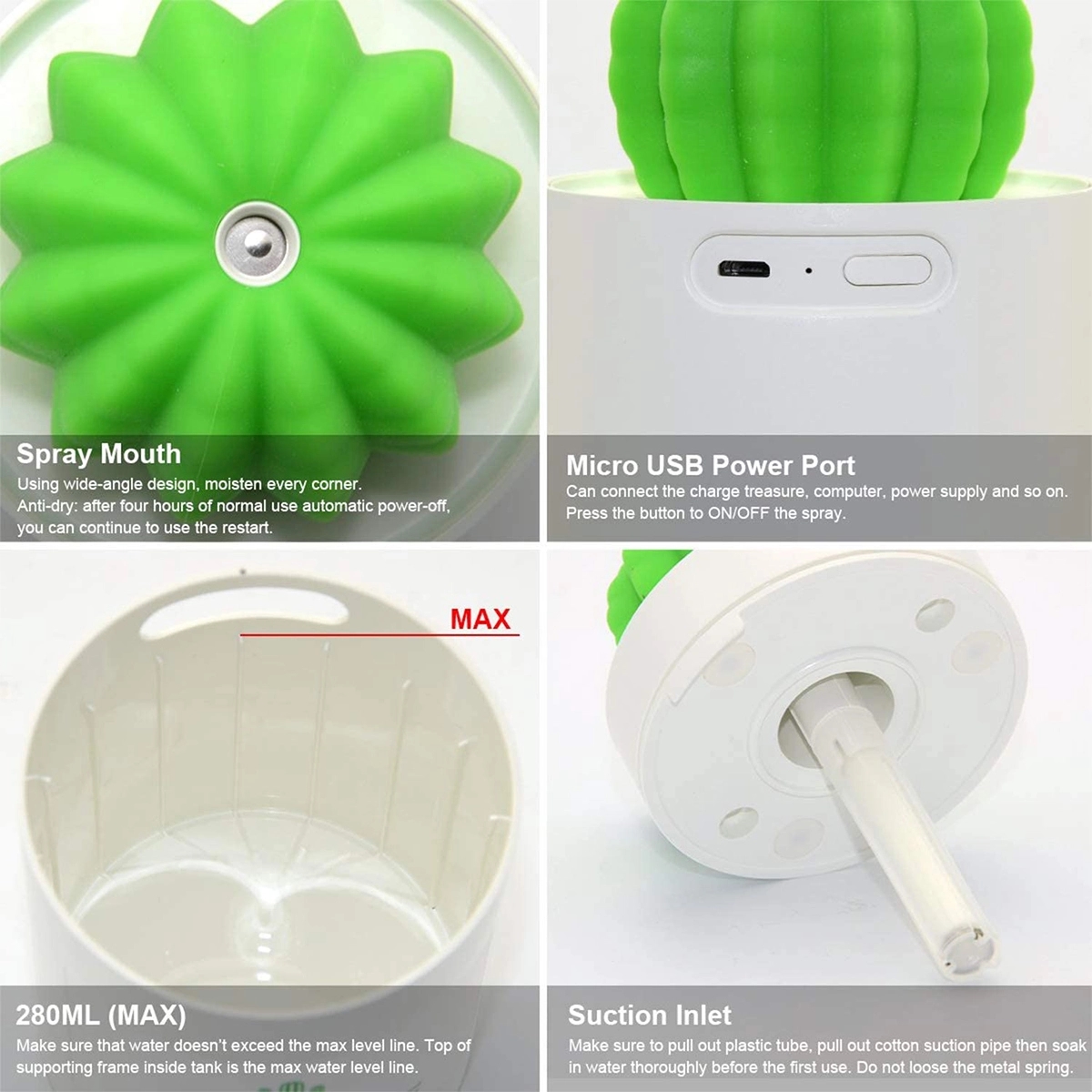 Cactus Air Humidifiers With Night Light 4