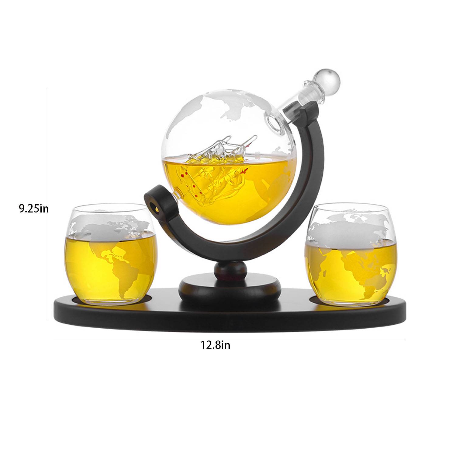 Whiskey Glass Globe Decanter Set 4