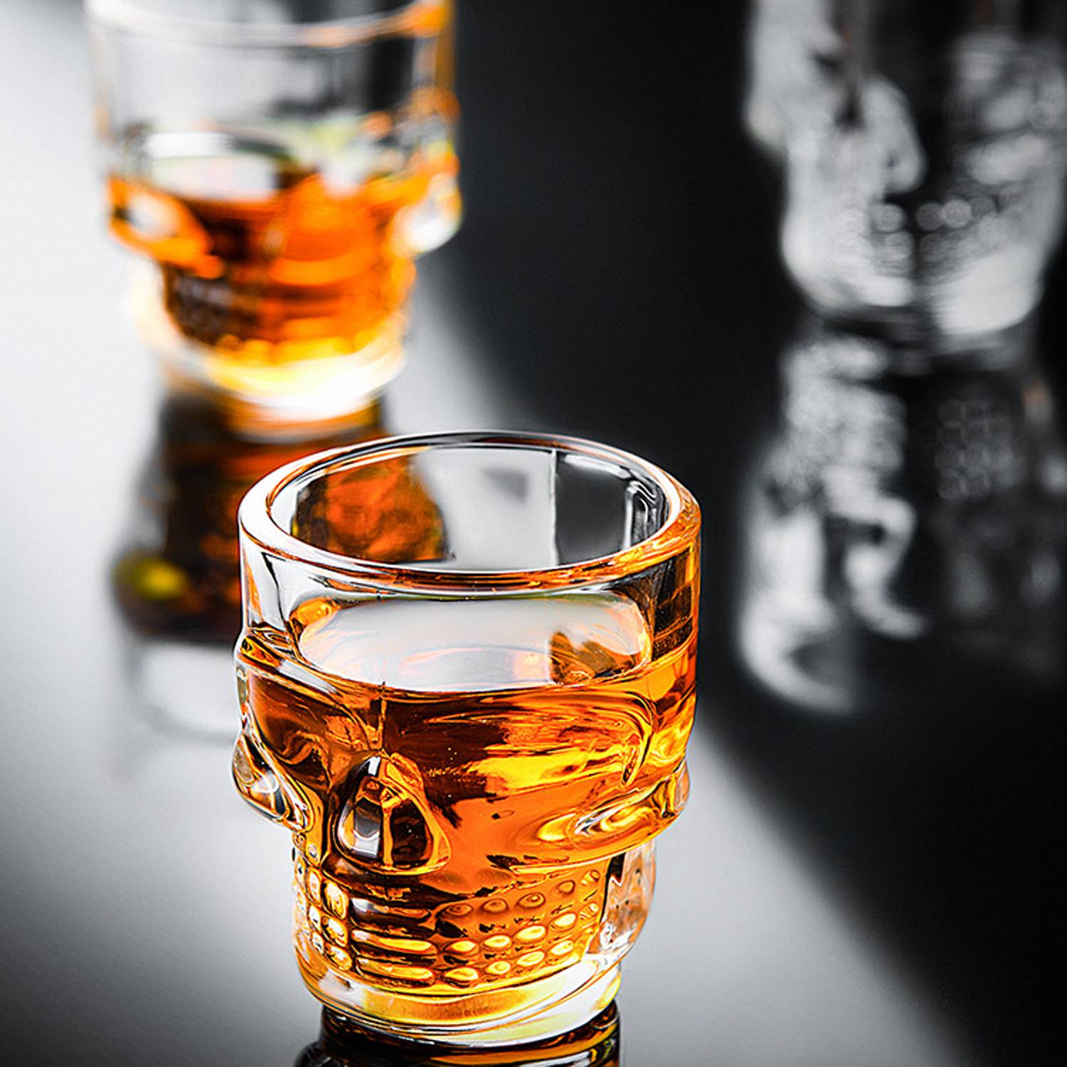 1.5oz Heavy Base Whiskey Skull Shot Glass 2