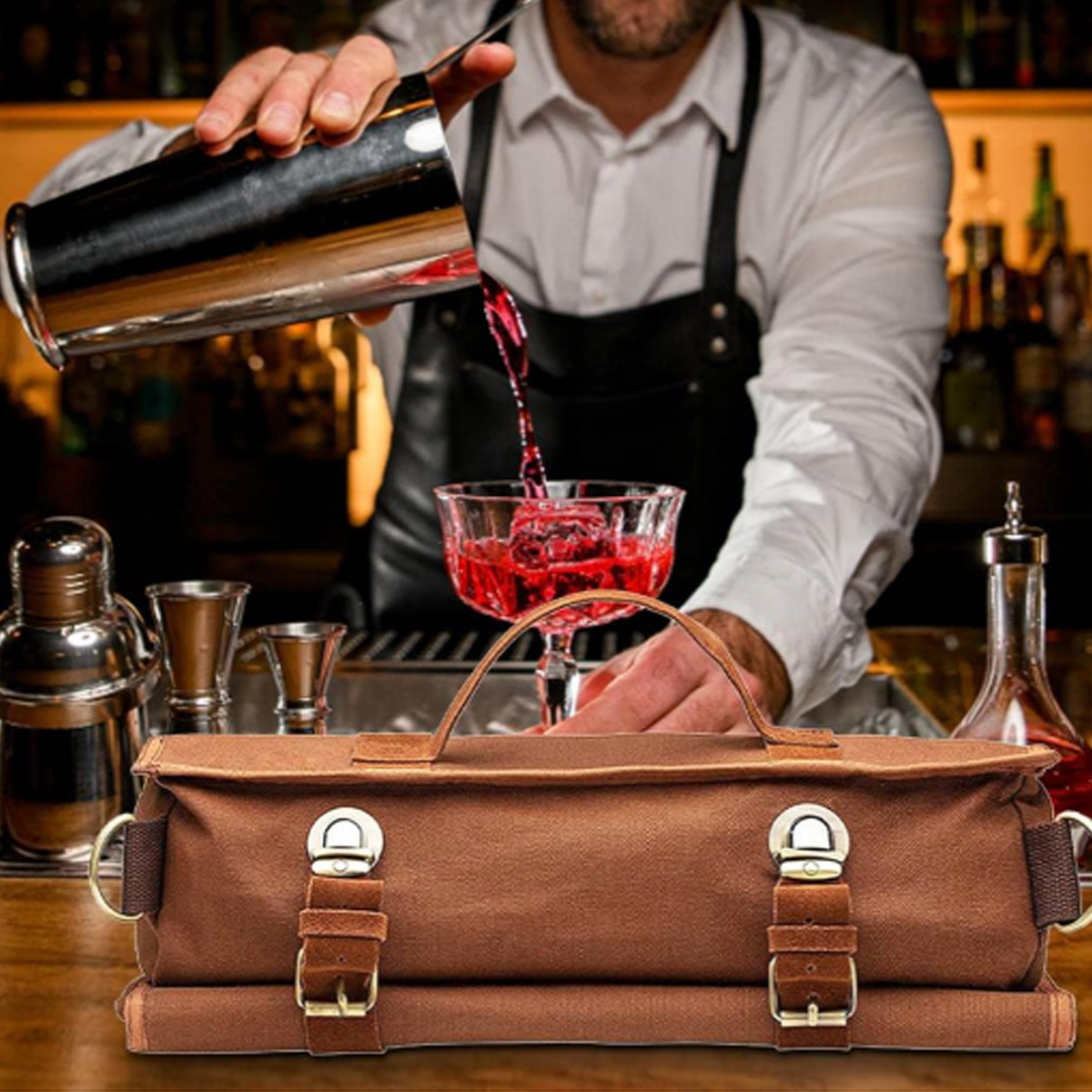 Canvas Bartender Tool Roll Bag Organizer 2