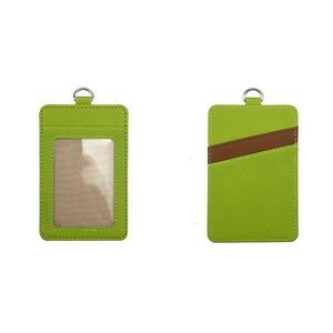 Lanyard Dual Colored 3 Pockets PU Leather Card Holder 15