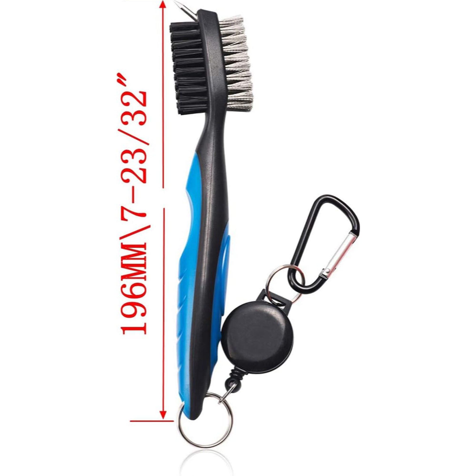 Golf Club Brush with Retractable Zip-line And Carabiner Cleaning Tools 3