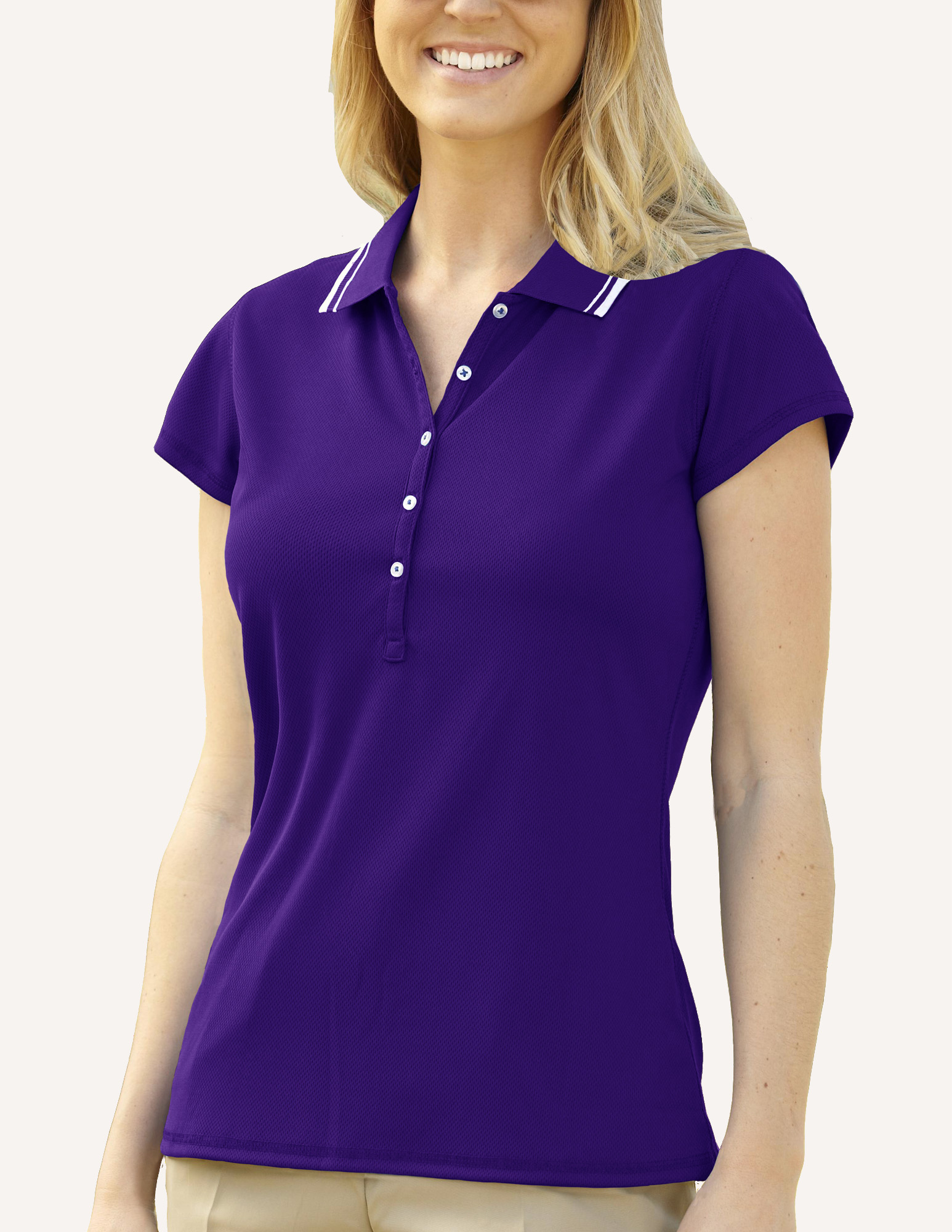 Ladies' Pacifica Birds Eye Solid Polo Shirt 7