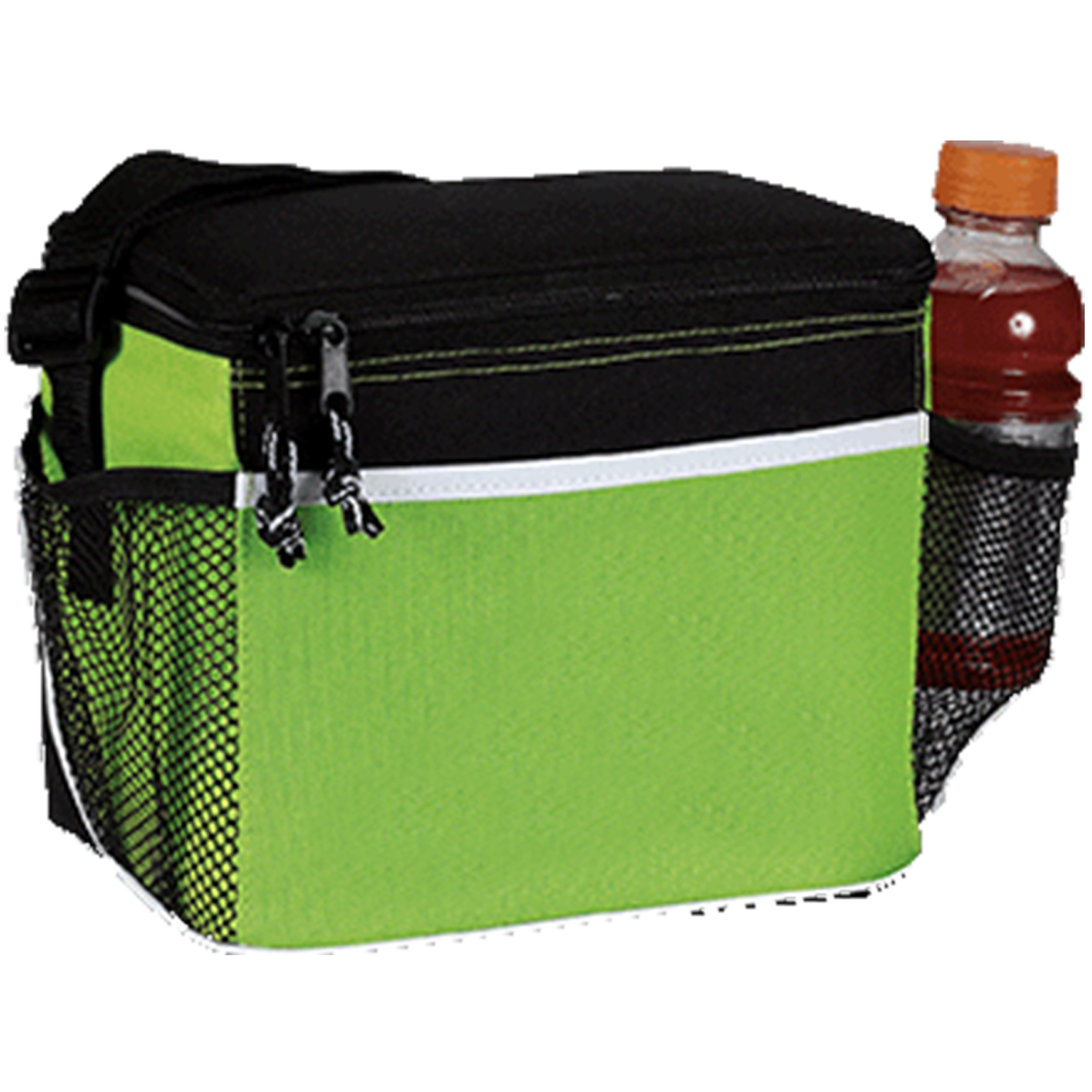 600D Frosted Insulated 6 Pack Cooler Bag w/ Front Pocket & 2 Side Mesh (8.5" x 7" x 6") 4