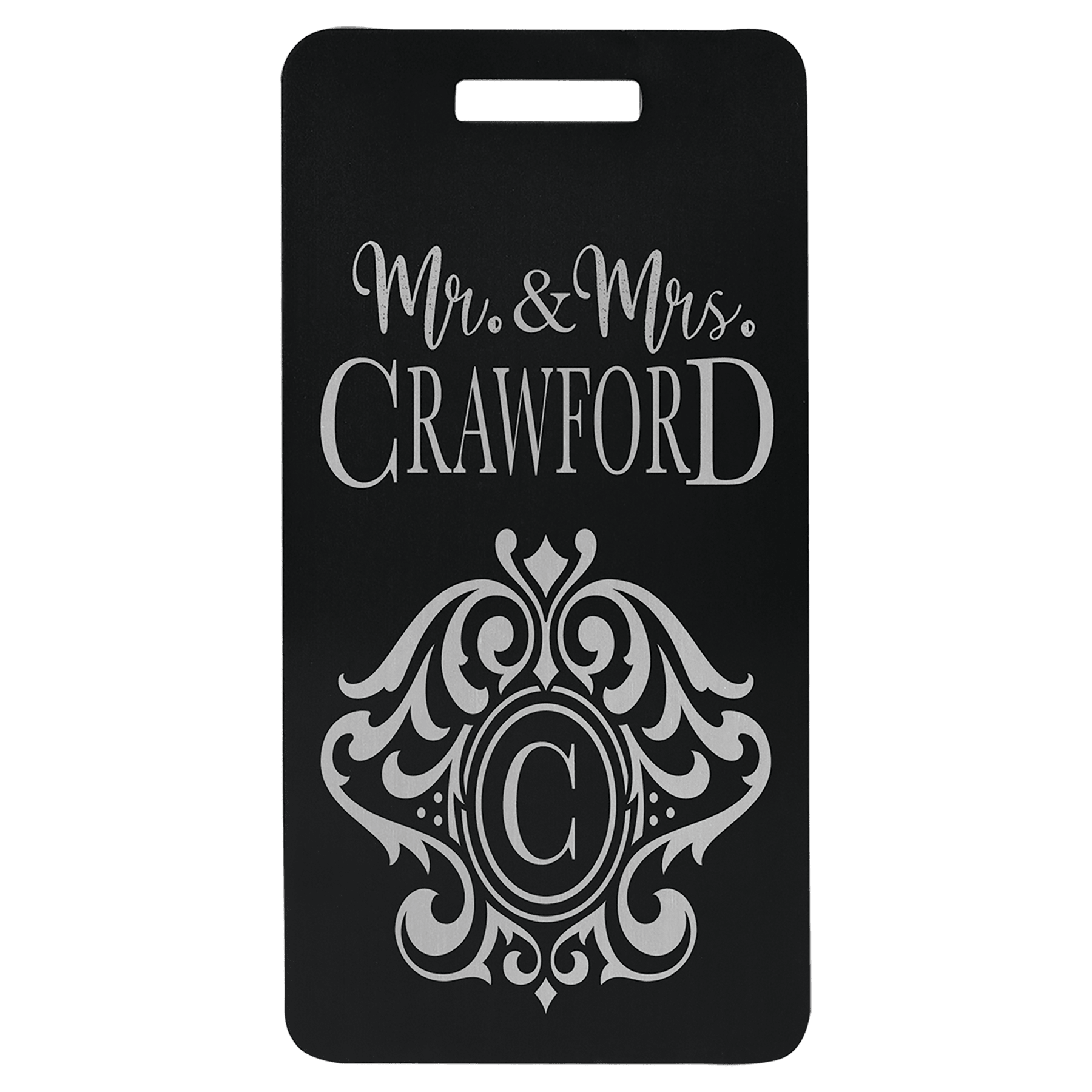 3 7/8" x 2" Black Anodized Aluminum Luggage Tag 2