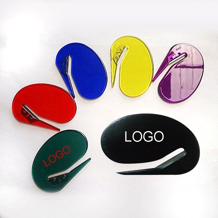 Oval shaped PS material letter opener 3.12"*2"*3mm 2