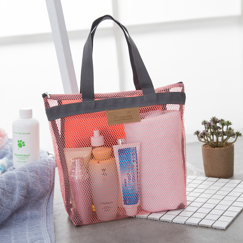 Mesh Beach Tote Bag W/ Zipper and Pockets, custom tote bag with logo imprint 6
