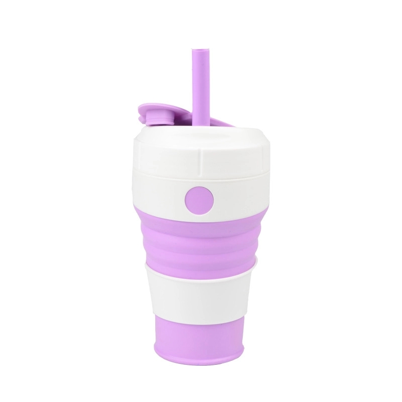 450ML Silicone Straw Folding Coffee Cup 2