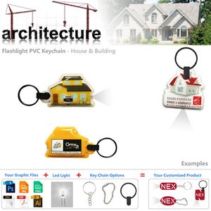 Custom House Shaped Keychain LED Flashlight 4
