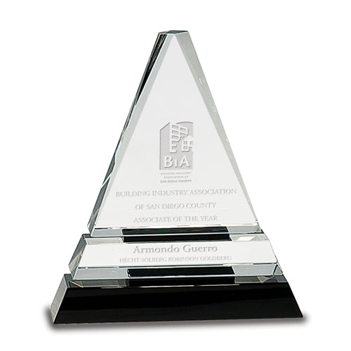 Clear Crystal Triangle On Black Crystal Pedestal Base 3