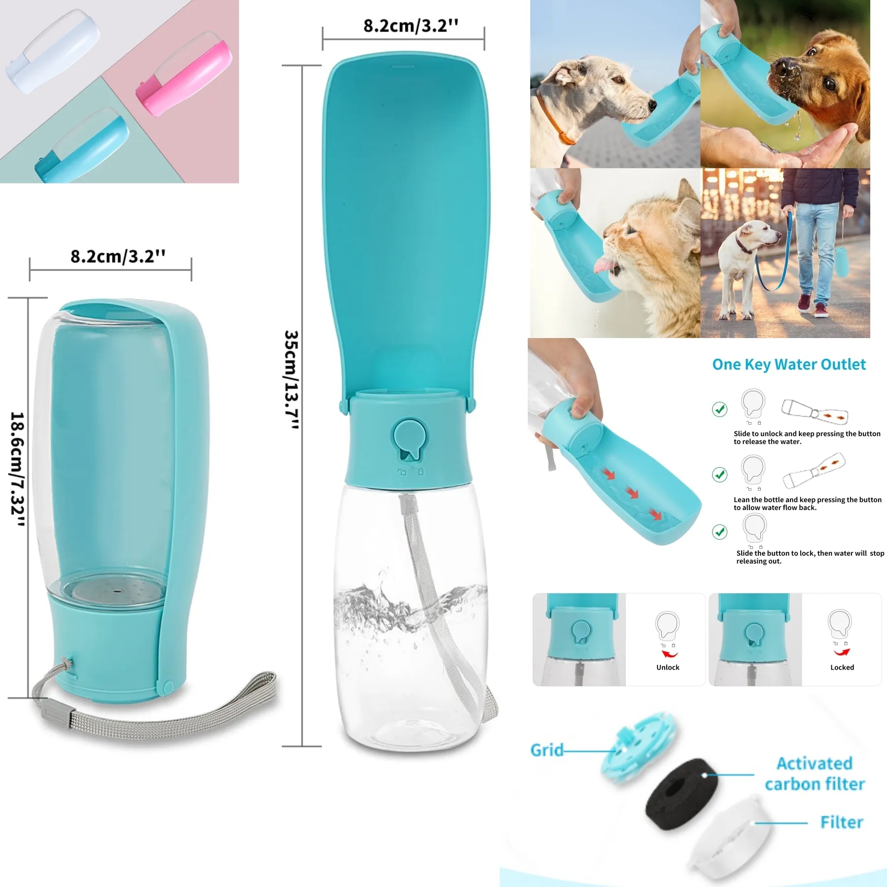 19 oz Portable Dog Water Bottle 2
