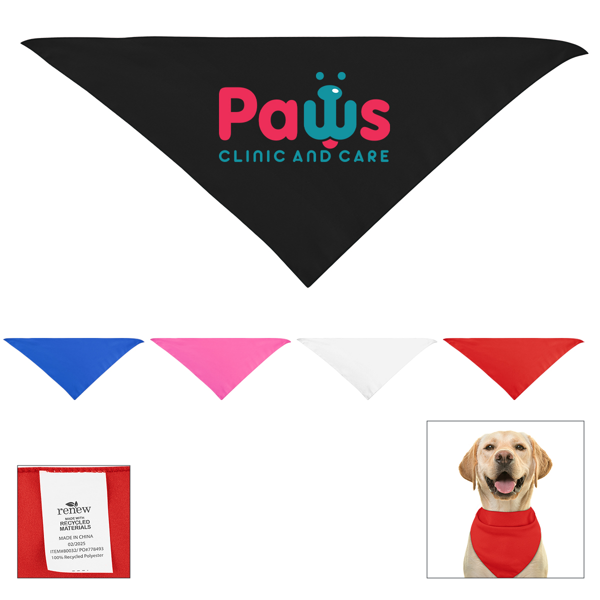 Large Triangle rPET Pet Bandana