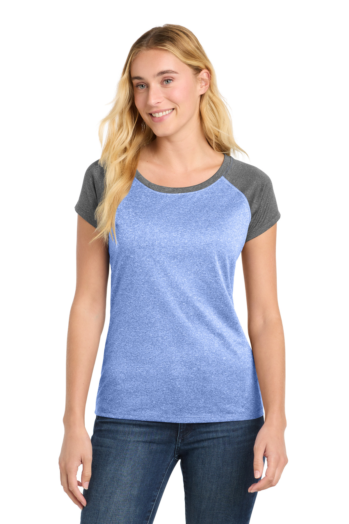 Sport-Tek Women's Heather-On-Heather Contender Scoop Neck Tee. LST362 32