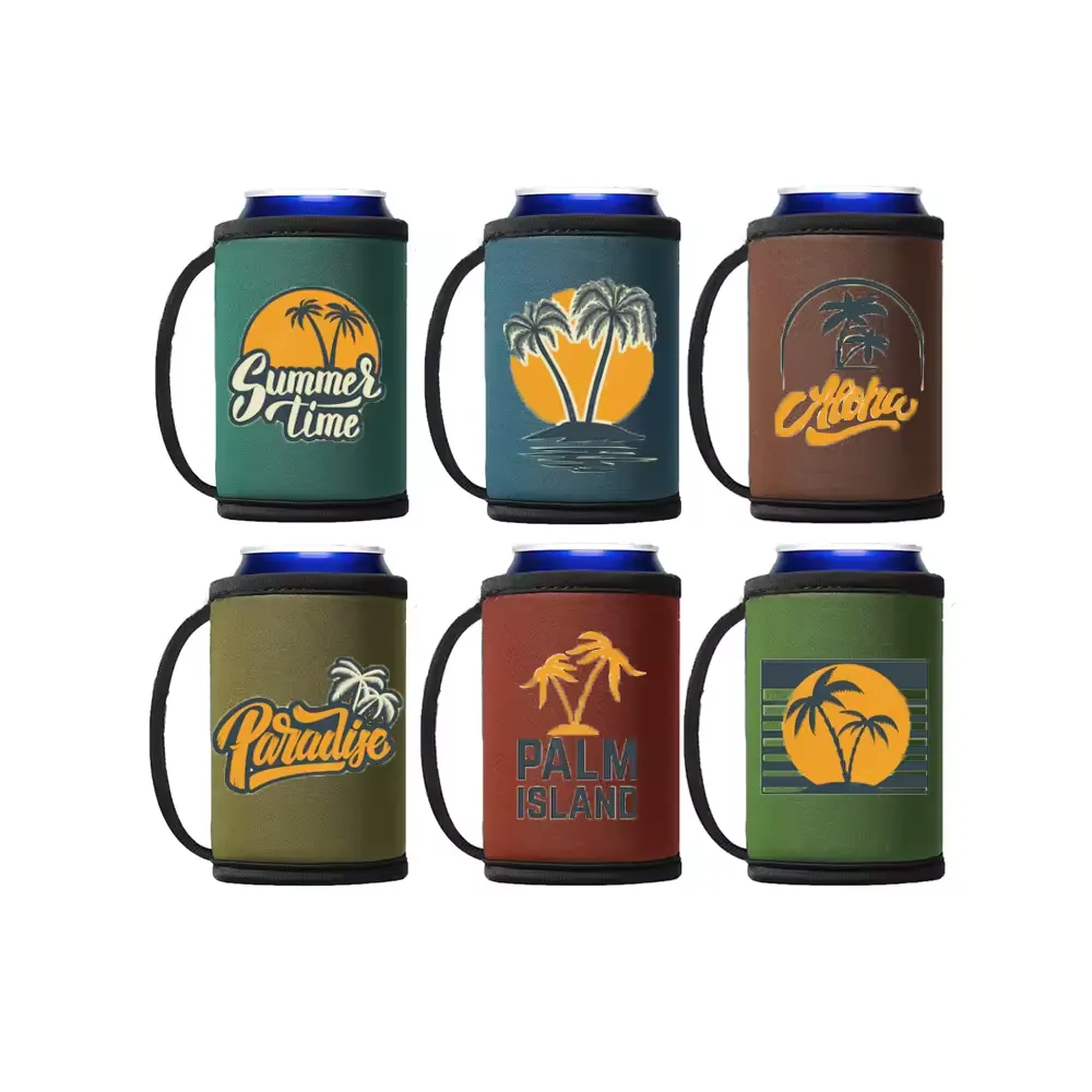12 Oz. Neoprene Sublimated Can Cooler with Strap Handle 1
