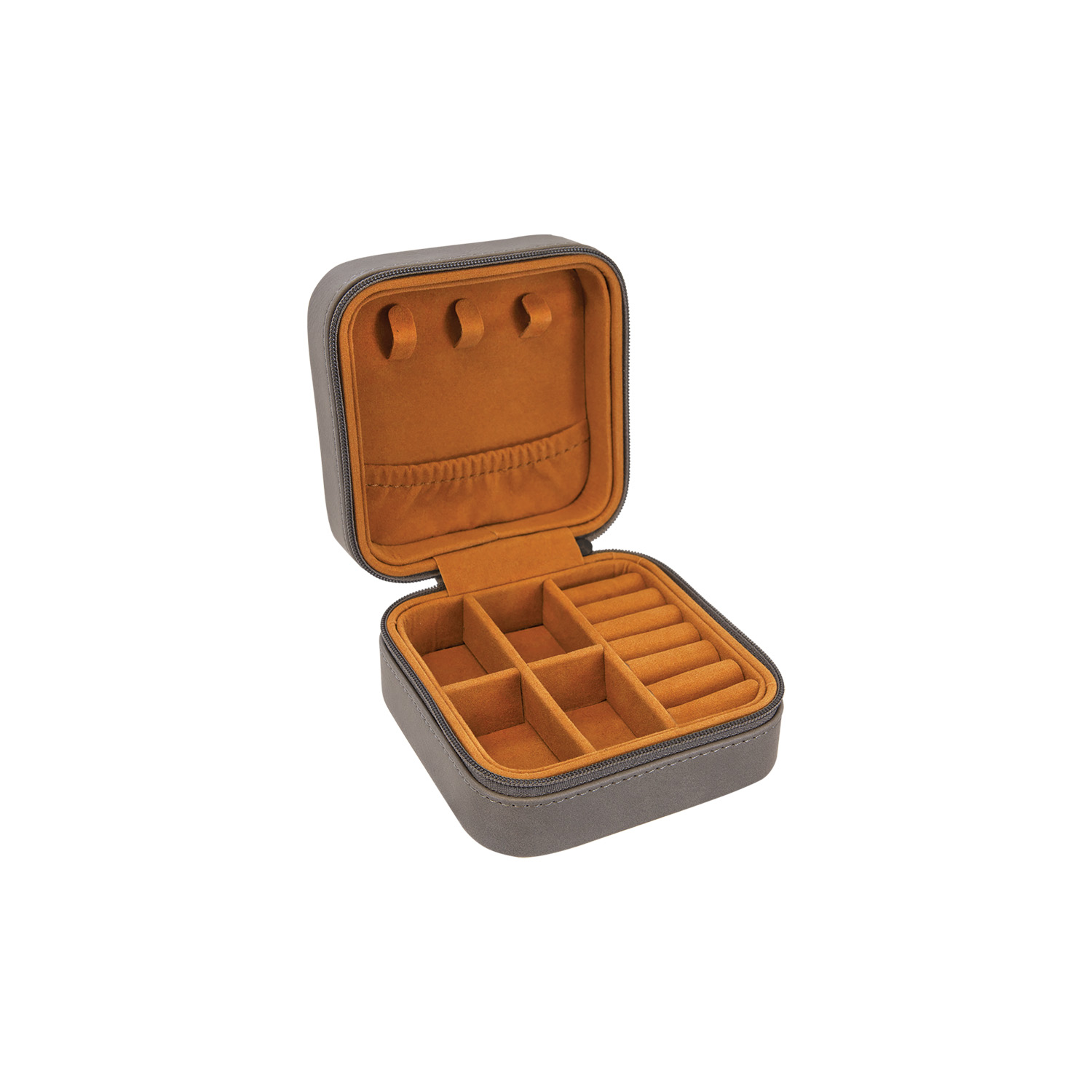 Gray Leatherette Travel Jewelry Box 4