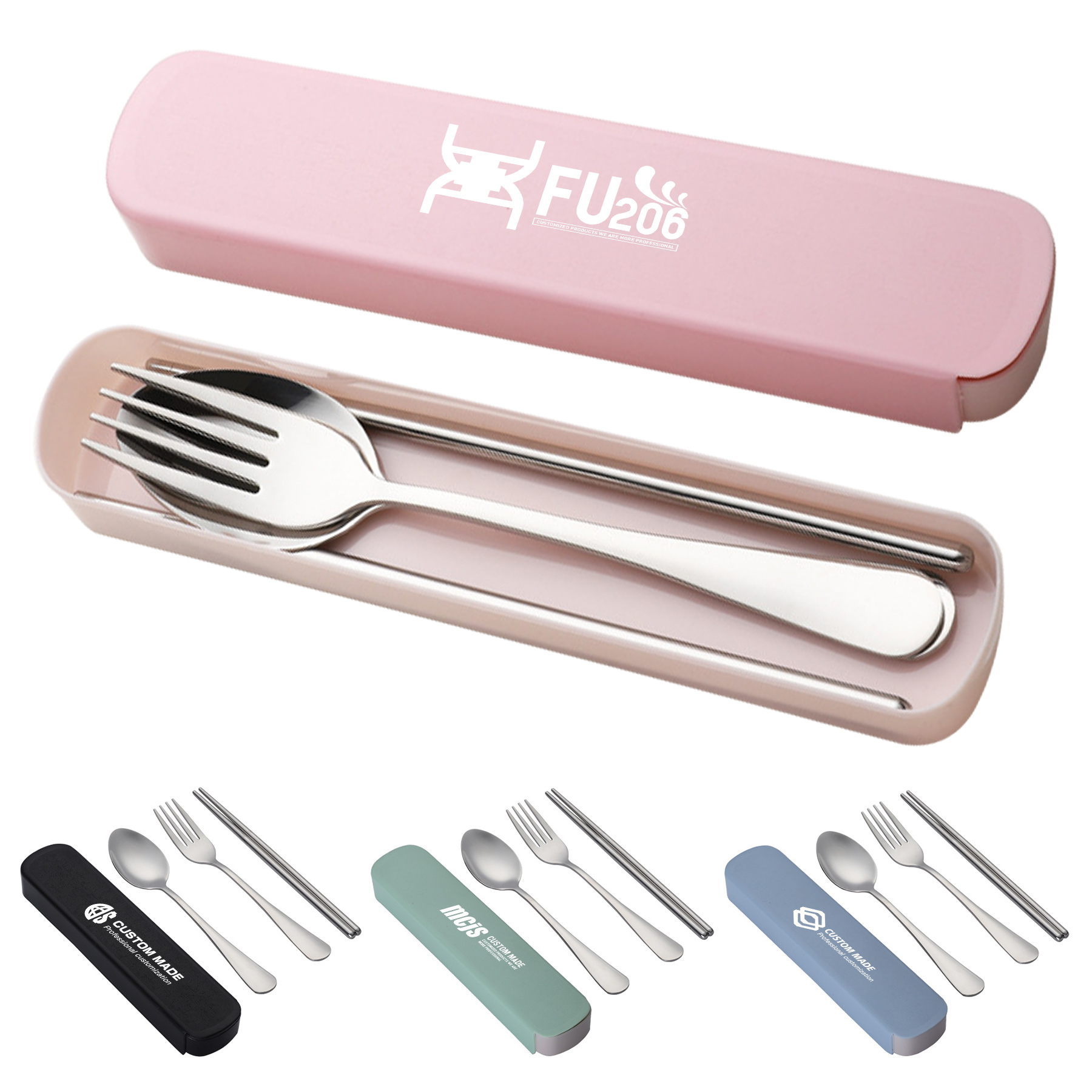 Stainless Steel Portable Cutlery Set with Fork Spoon Chopsticks 2