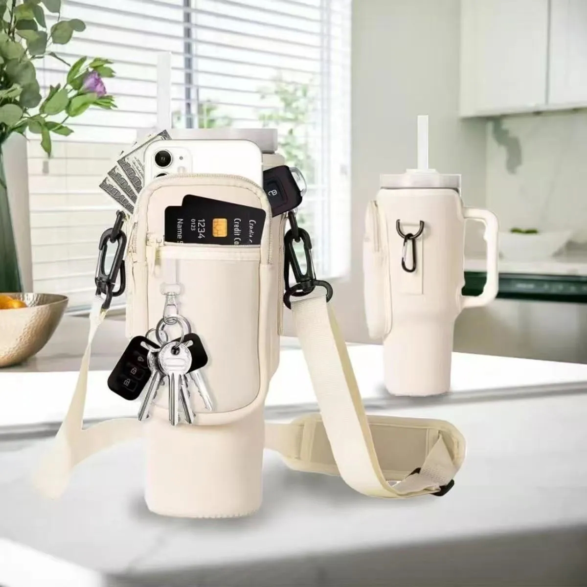 Insulated Tumbler Sleeve with Shoulder Strap 5