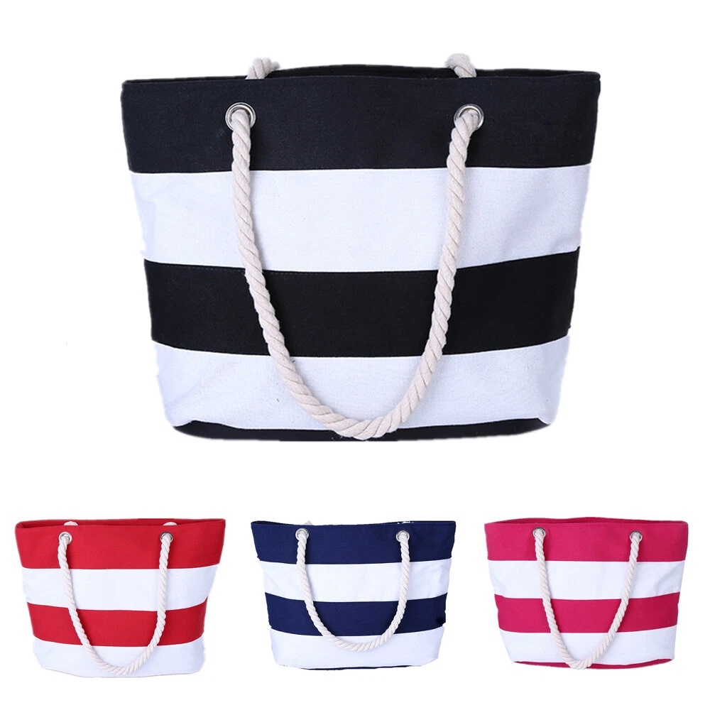 Tropical Summer Striped Beach Bag 2