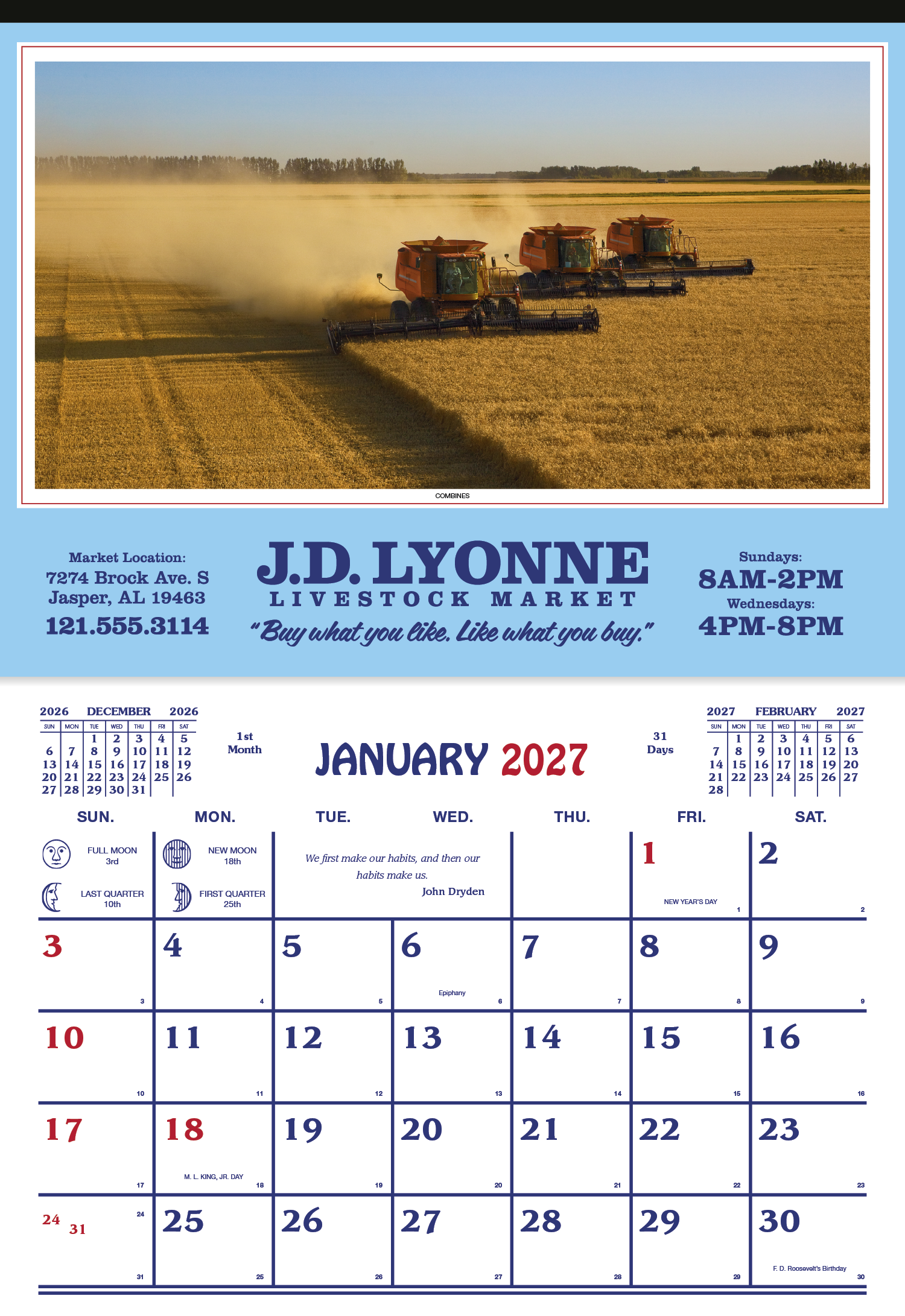 Skinner & Kennedy® Farm Calendar 42