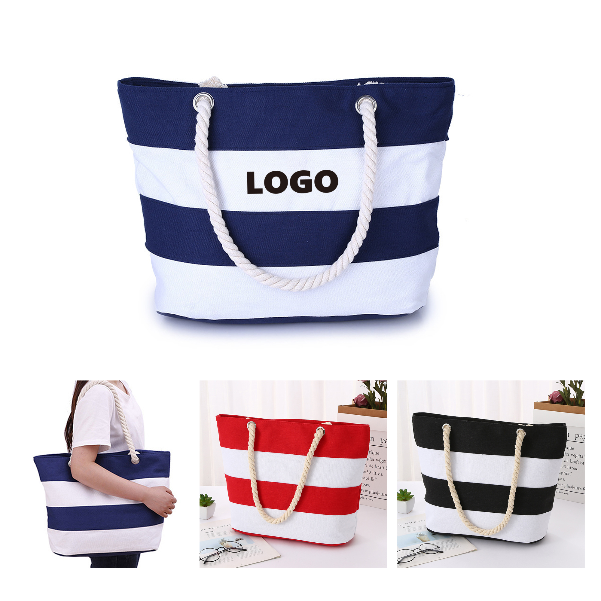 Large Beach Tote Bag, custom tote bag with logo imprint 2