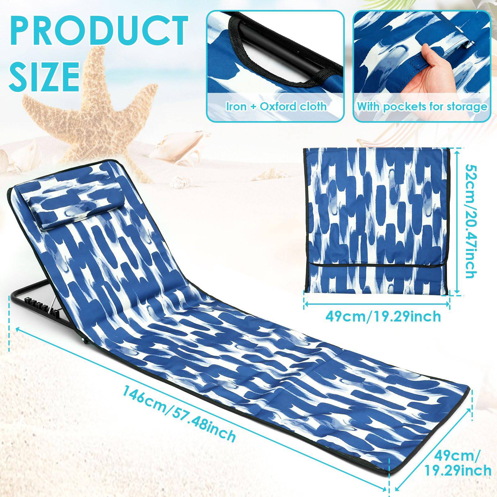 Outdoor Adjustable Folding Beach Lounge Chair 3