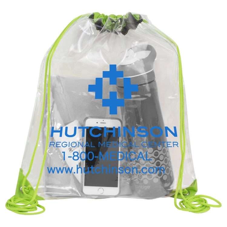 13" W x 16" H - "Everest" Tall Clear Drawstring Cinch Pack Backpack 21