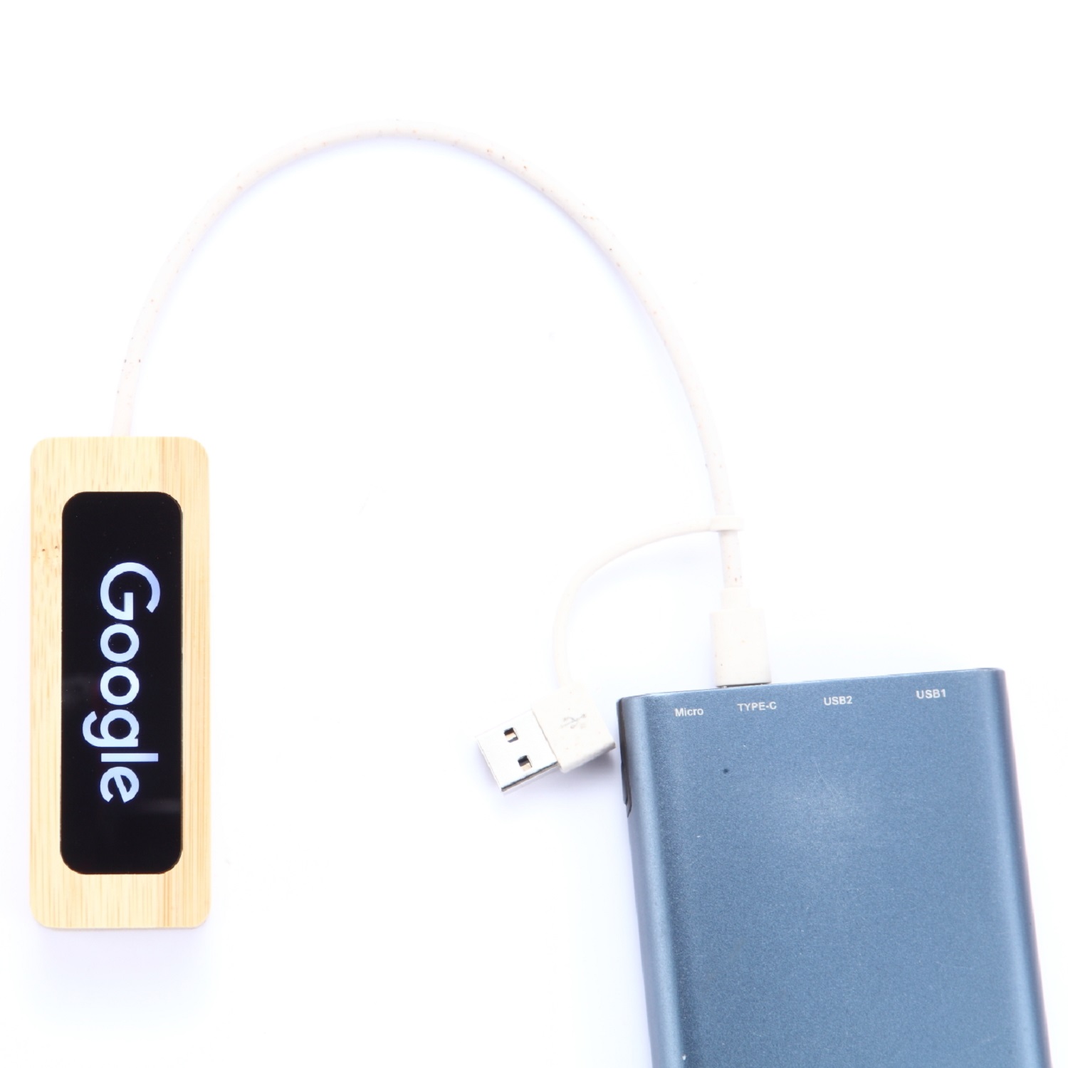 Bamboo 4 Ports LED Logo USB Hub 3