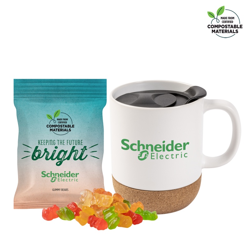 Cork Bottom Mug with Compostable bag of Gummy Bears 4