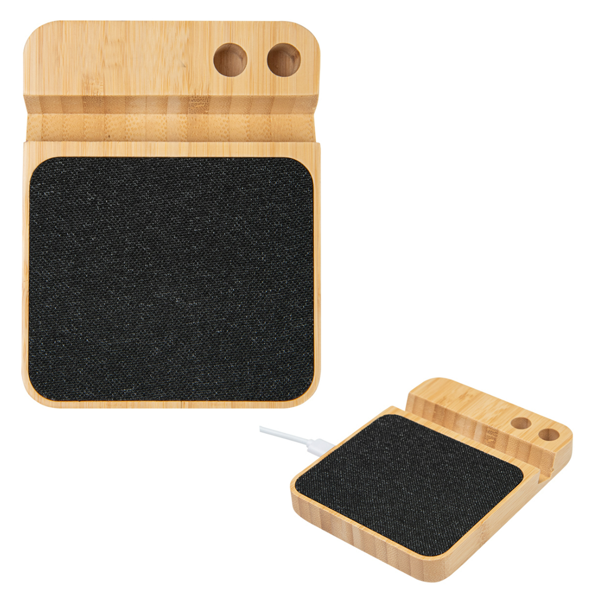 Bamboo Wireless Charger Stand with Pen Holder Mobile Stand 4