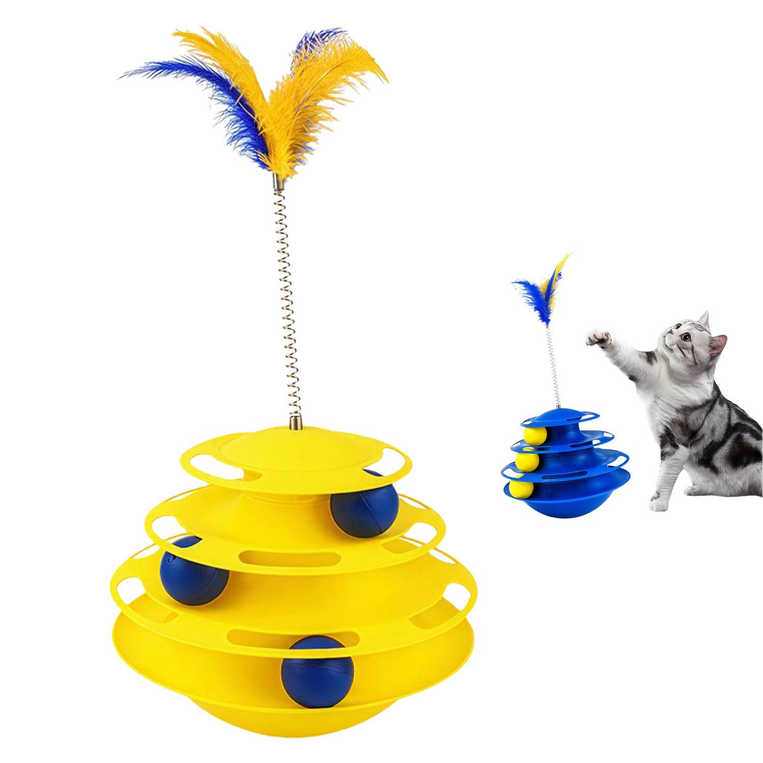 3 Layer Interactive Cat Tower Toy with Rolling Balls 5