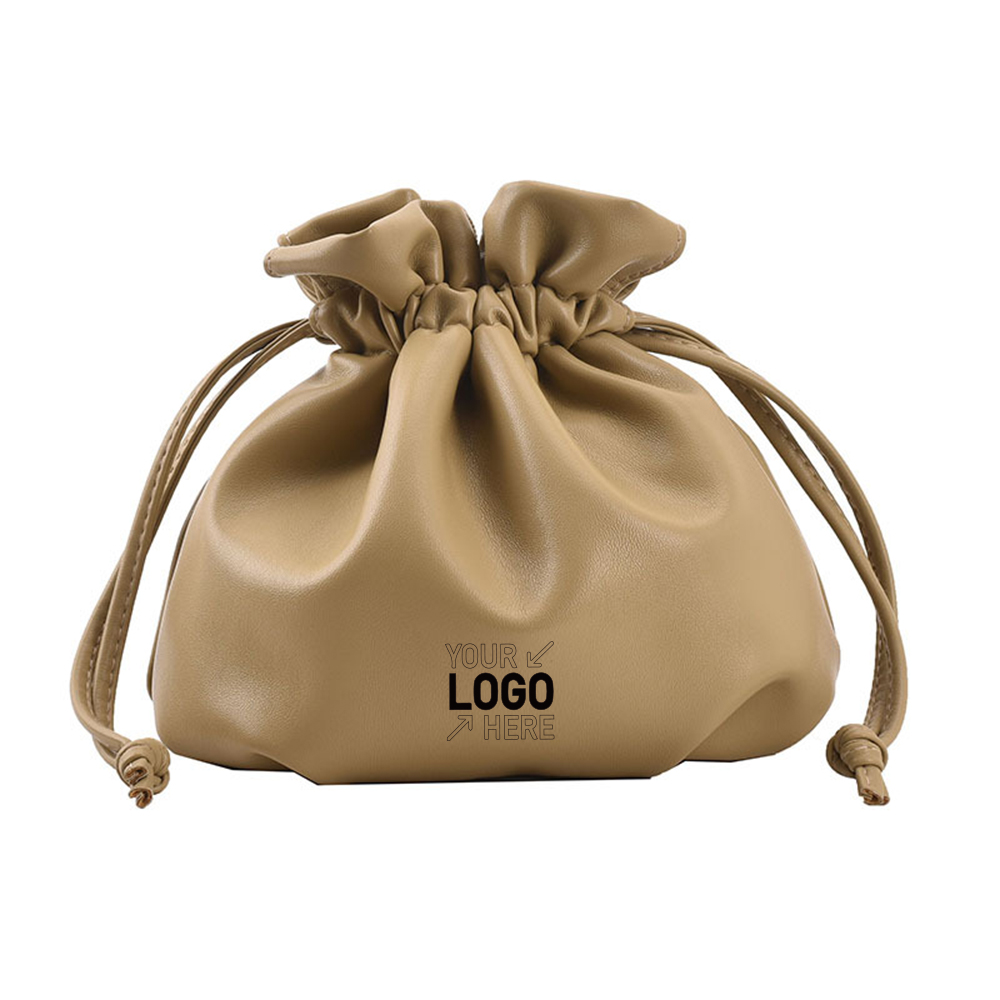 Fashionable Casual Soft Leather Solid Color One-shoulder Drawstring Bucket Bag 4