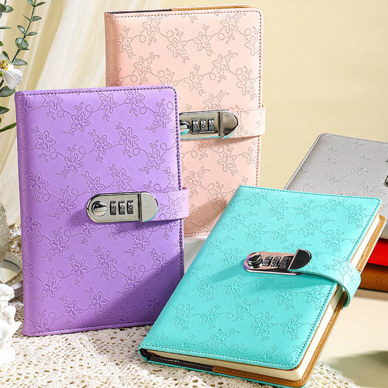 A5 PU Leather Business Notebook w/ Password Lock 3