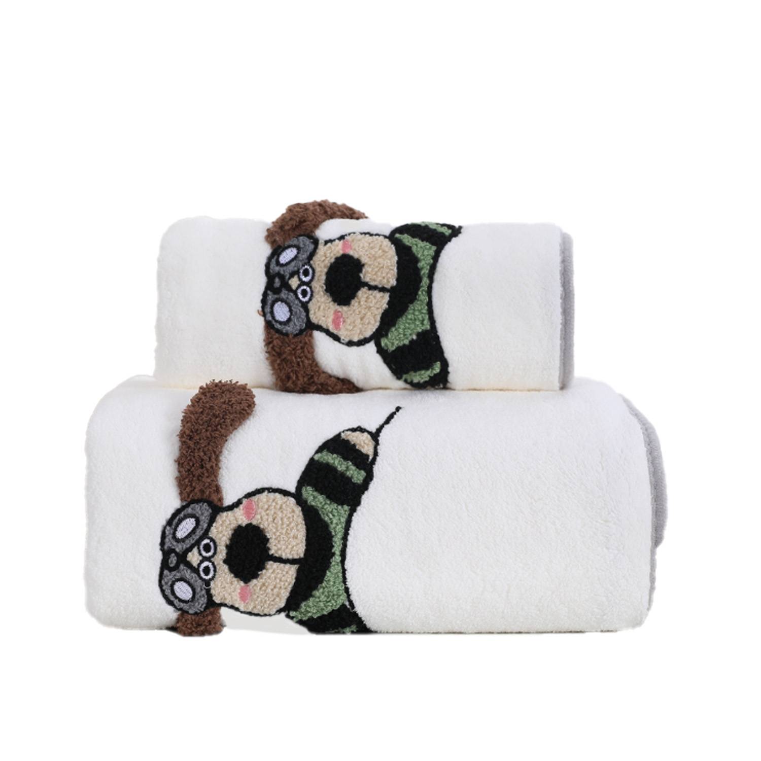 Dog Design Soft Absorbent Coral Fleece Towel Set 7