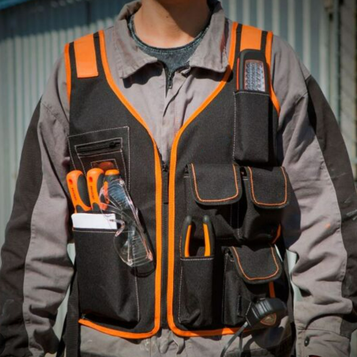 Multi-Pocket Safety Work Vest Tool Storage Gear 3