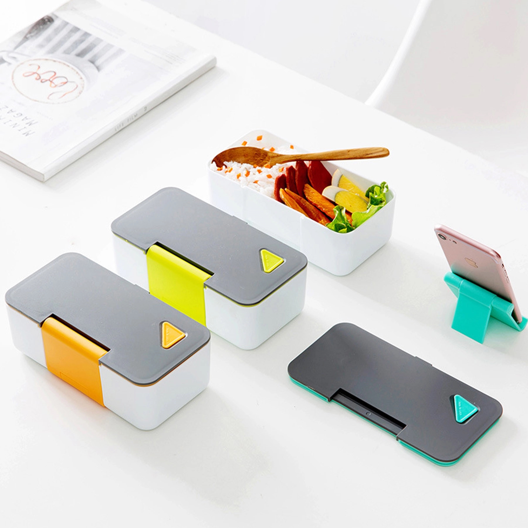 2In 1 Bento Box Wirh Phone Holder 2